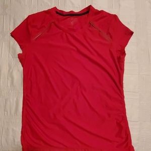 Athleta red running shirt
